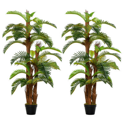 150 cm H Faux Fern Tree Plant in Cement Freestanding Planter