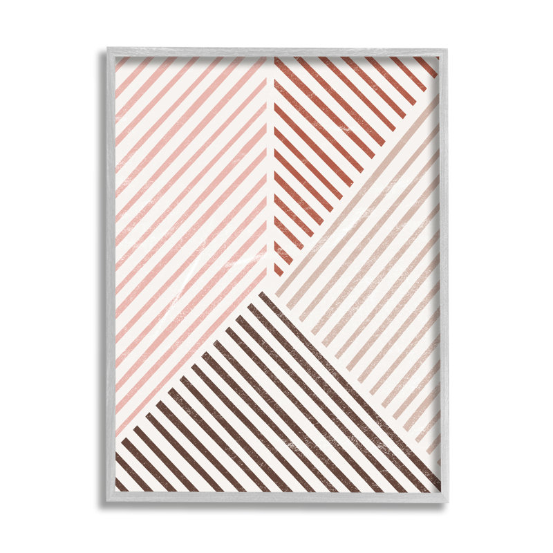 «Neutral Tones Asymmetric Stripes» par JJ Design House LLC - cadre flottant, impression sur bois, Estampe numérique Farmhouse