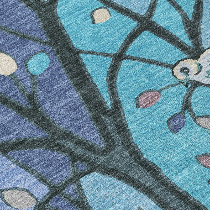 Machine Washable Indoor/Outdoor Adalaide ACN2336 Botanical Rug, Round 8'