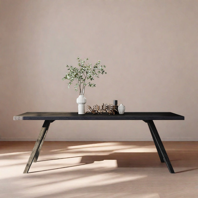 Table de salle à manger moderne simple rectangulaire en bois massif, H 29,5 po x L 86,6 po x l 31,4 po