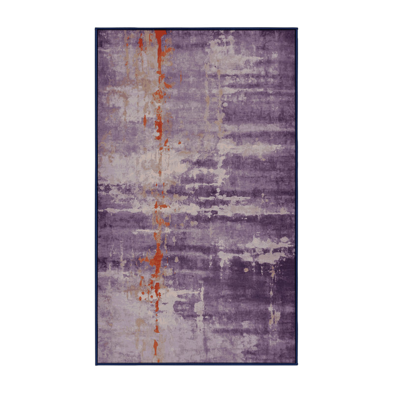 Chenille Washable Abstract Indoor Rug, Runner 2' x 4'