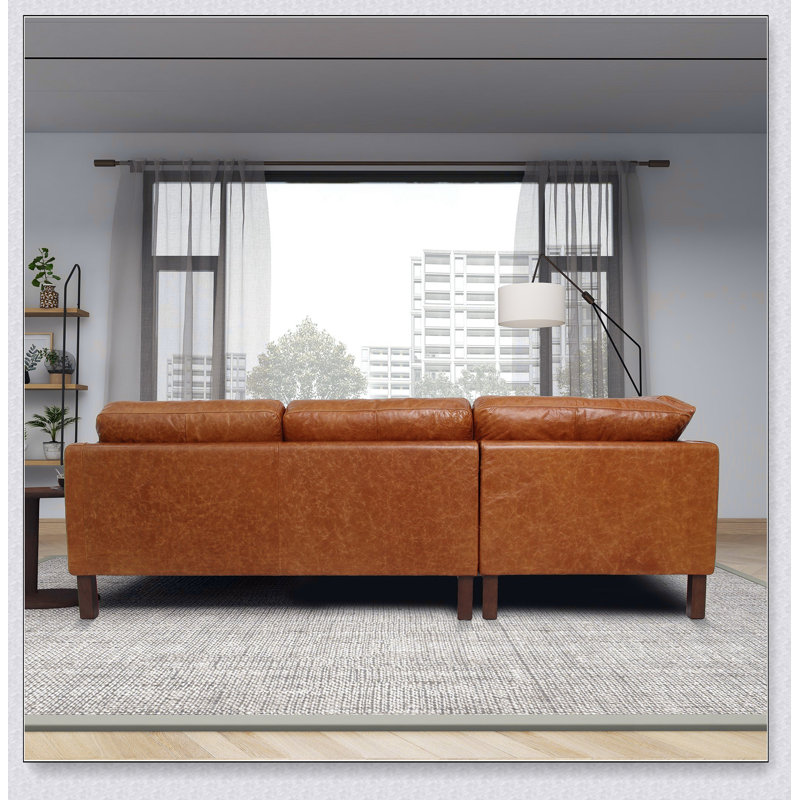 Canapé modulaire en cuir cognac
