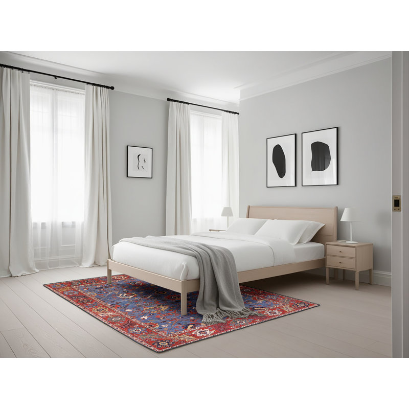 Tapis oriental bleu / rouge, Rectangle 5 pi x 7 pi