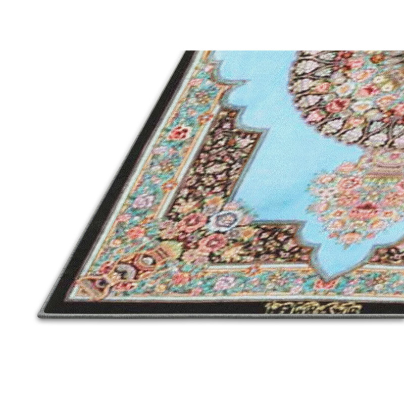 Tapis oriental bleu / noir / rose, Rectangle 5 pi x 8 pi