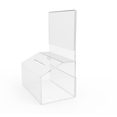 Fixturedisplays® l 5 po x H 7,3 po x H 3,5 po boîte de donation de bienfaisance verrouillable avec panneau transparent transparent pointeau 14705