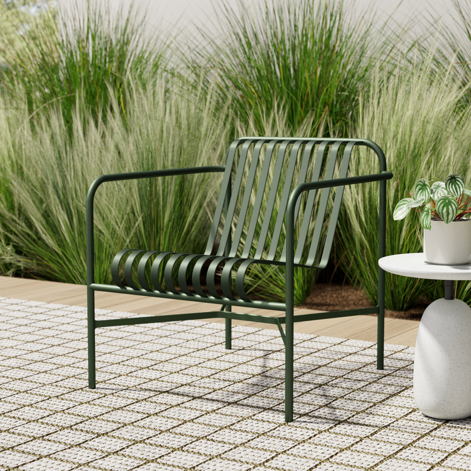 Abra Patio Lounge Chair, Dark Green