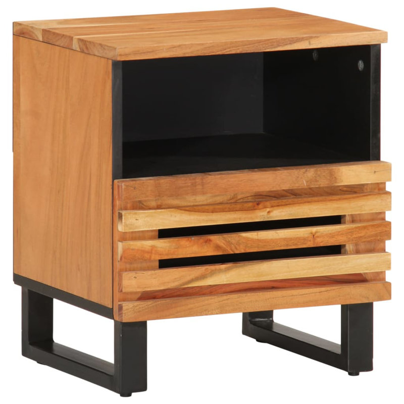 40cm W Steel Bedside Table, Wood