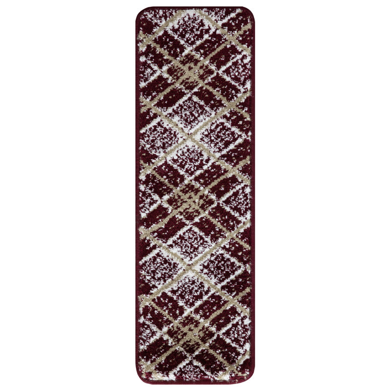 Tapis d'escalier intérieur antidérapant 9 po x 28 po Algean, Rouge, 7 pièces incluses