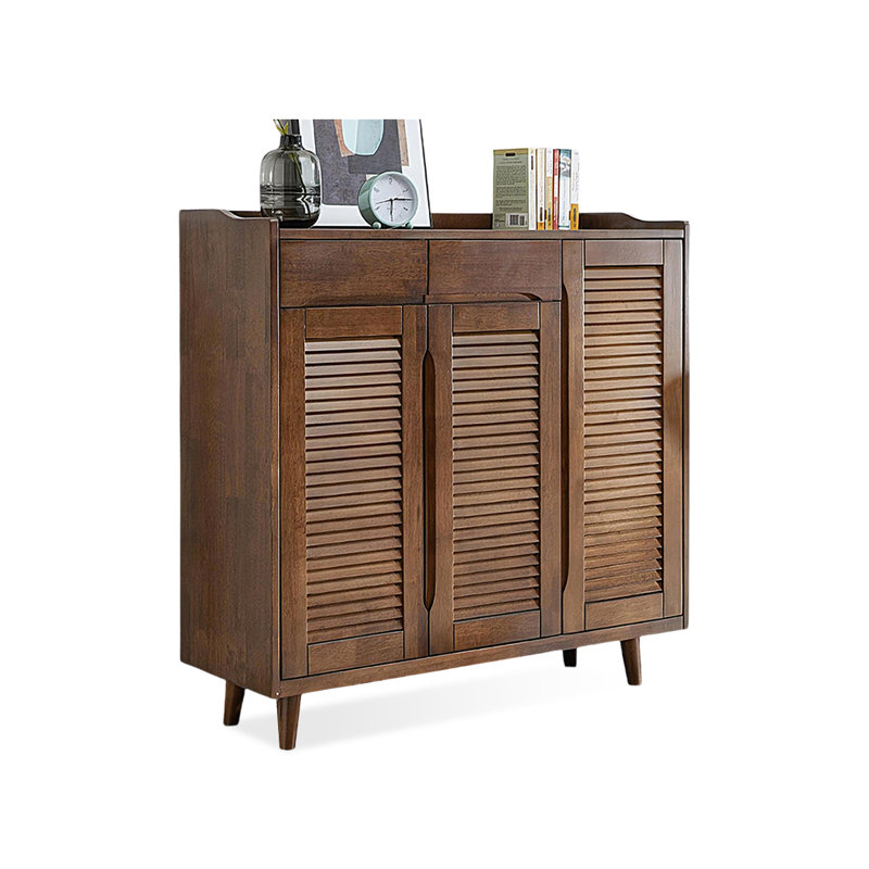 Modern Nut-Brown Solid Wood Shoe Storage