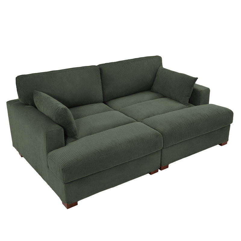 Bentura 210Cm Recessed Arms Modular Sleeper, Green