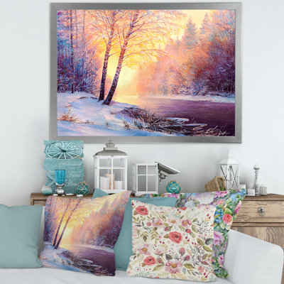 Paysage d'hiver avec pont de la rivière Méandres II - reproduction sur toile