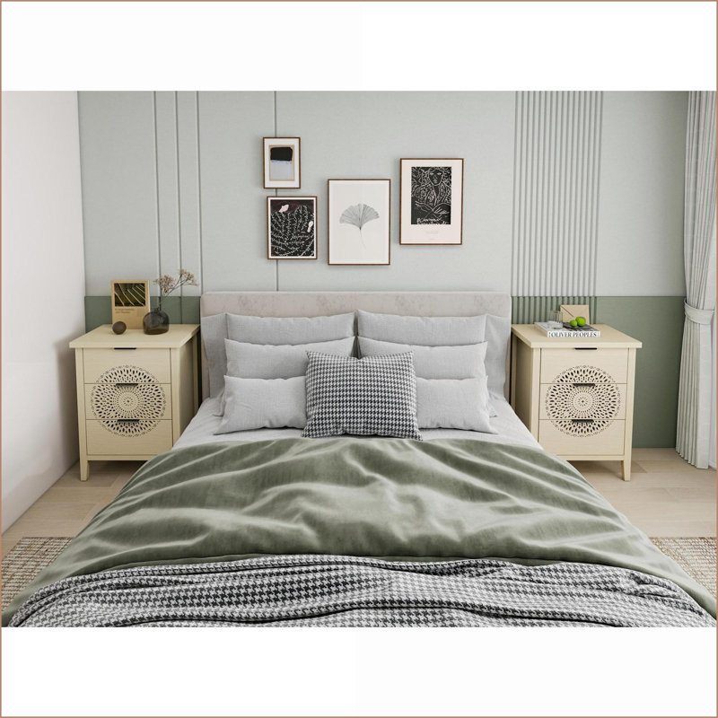 Armoires: commode à 3 tiroirs avec design creux Poignées en métal noir | Moderne | Panneau de particules et panneau de fibres à densité moyenne