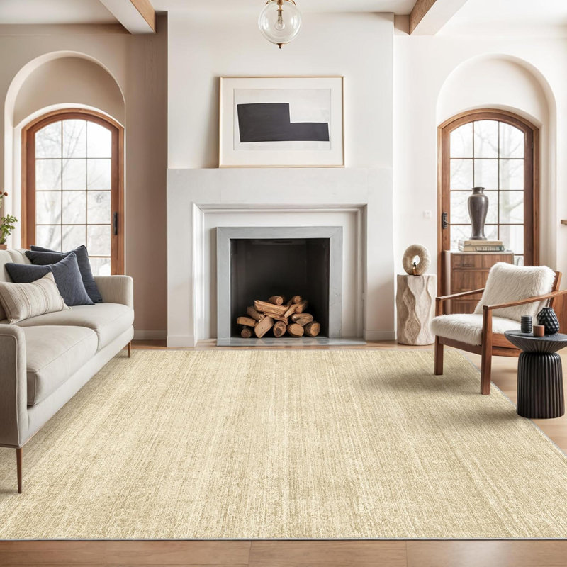 Washable 8'X10' Brown Printed Area Rug - Non-Slip Stain Resistant Large Rug For Living Room Bedroom, Foldable Machine Washable Rug