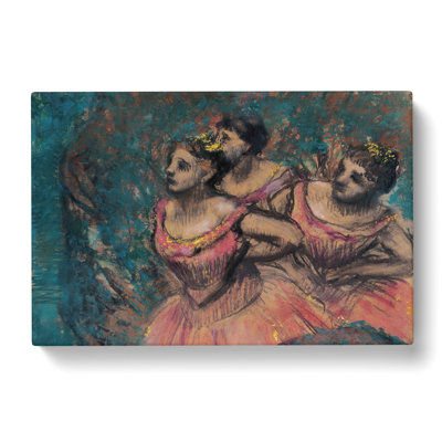 Three Ballet Ballerina Dancers In Pink by Edgar Degas - Wrapped Canvas