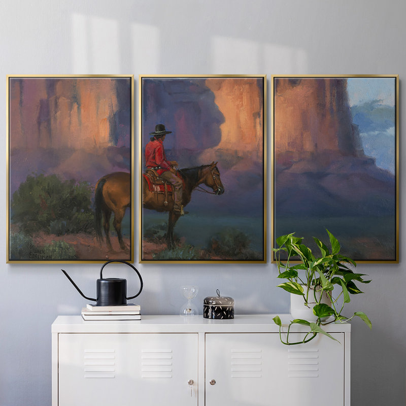 Navajo Shadows 3 pièces, H 24 po x l 48 po x P 2 po, Encadrement doré