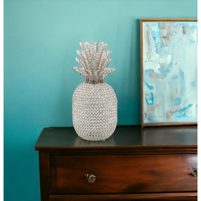 Benfield Glam Bling faux cristal et ananas, Argent argent, H 23 po x l 10 po x P 10 po
