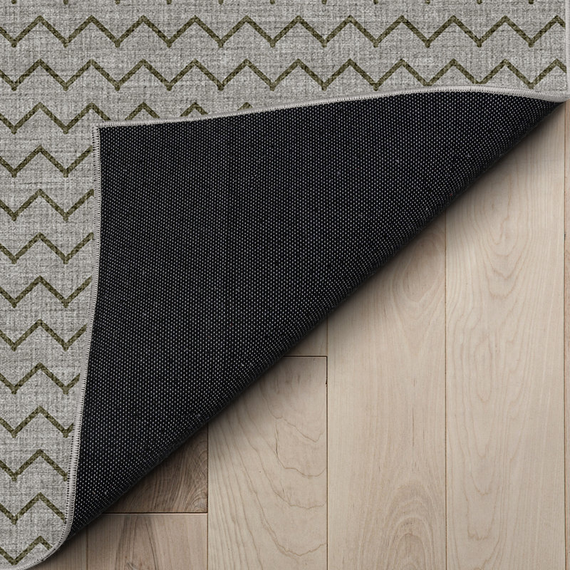Tapis tissé à plat à chevrons gris Kehr Mesa - Facile à nettoyer et durable, Rectangle 7 pi 10 po x 9 pi 10 po