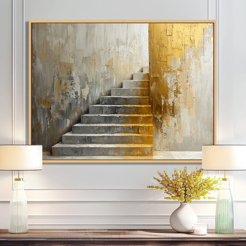 Jacorius Urban Silence Stairs To Heaven I - Art mural d'architecture futuriste pour le salon, Impression encadrée flottante