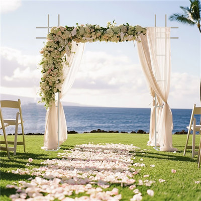 Caicedo 236cm W x 71cm D Metal Arbour in White