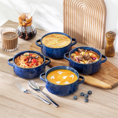 Soup Bowl Set Of 4, 30 Oz Ceramic Soup And Serving Bowls With Handles