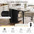 Extendable Dining Table with 3 Removable Leaves, Rolling Island, Power Outlets, Storage Cabinet, Black & Marble White-488068738