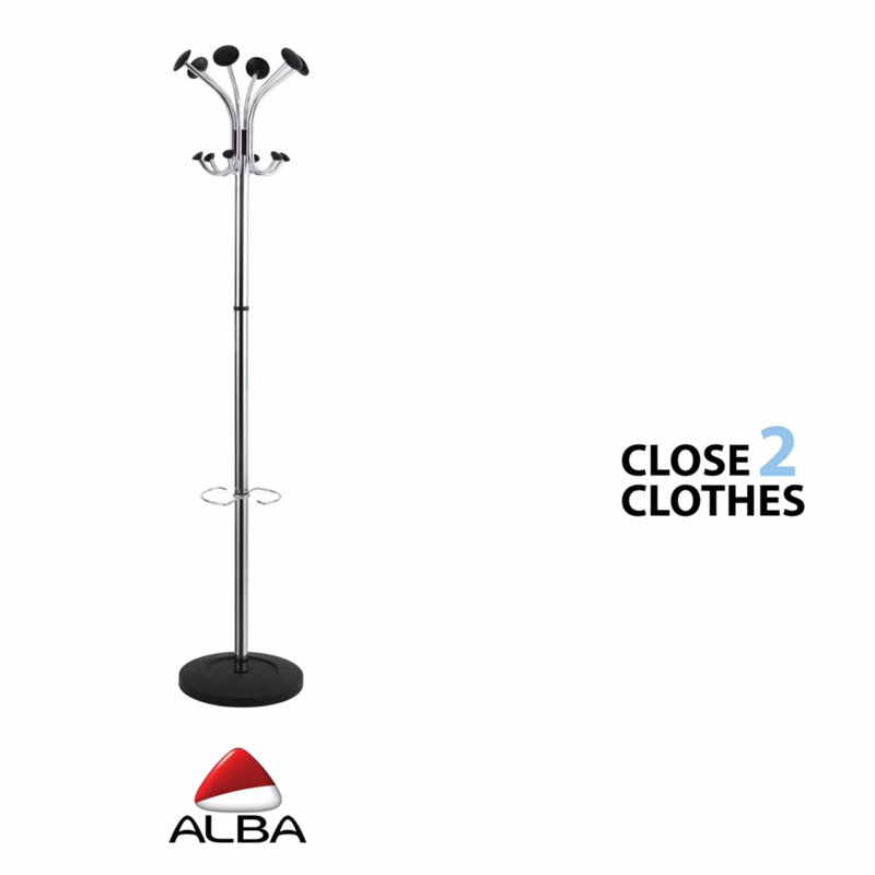 Chrome and Black Coat Stand with Umbrella Holder