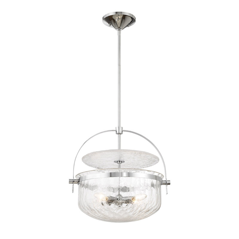 Luminaire suspendu semi-encastré ou suspendu en chrome poli 4 lumières Savmar House Denmar, Chrome poli