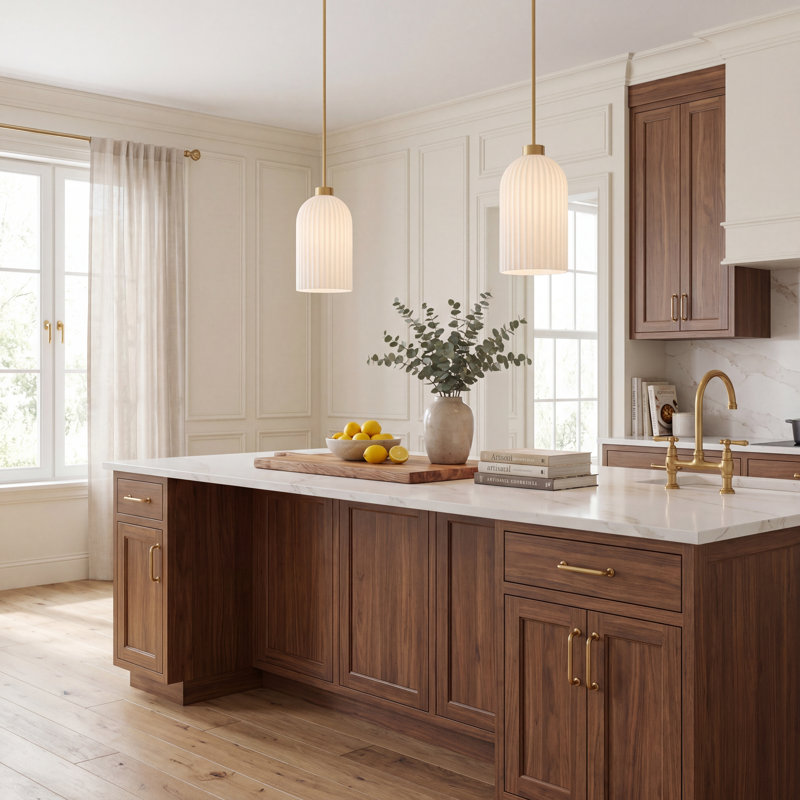 Isla Blanca 1-Light Pendant in Warm Brass by Breegan Jane