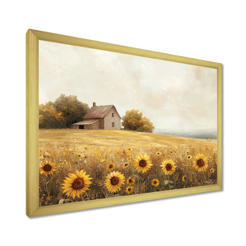 Diwan, tournesols au bord de la ferme I - tournesols, art mural, Reproduction encadrée d'une seule photo, H 24 po x l 32 po