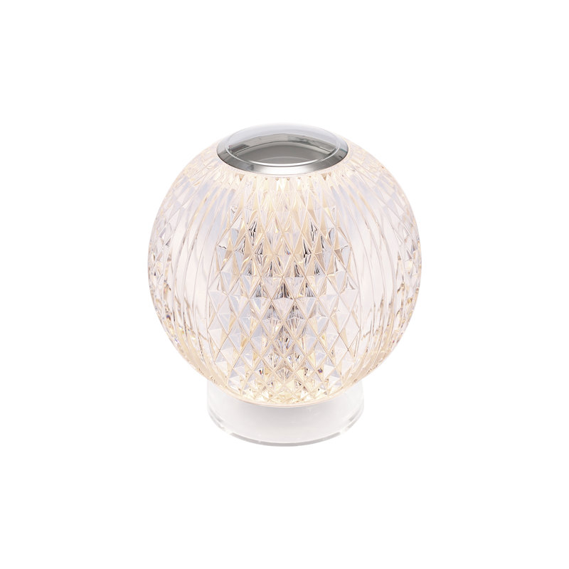 Marni LED Table Lamp, 4.38" H x 3.63" W x 3.63" D, Clear/Polished Nickel, Polished Nickel