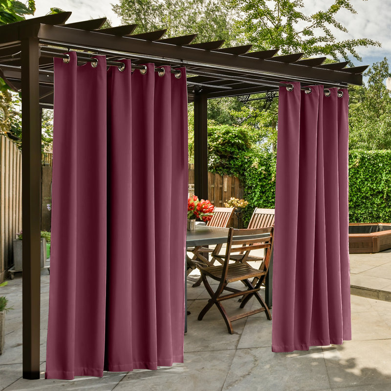 Outdoor Patio Curtains Waterproof - Darkening Thermal Insulated Curtains For Porch, Pergola, Cabana - Sunproof Blackout Drapes With Rust Proof Grommets, Set Of 2 Panels,Burgundy