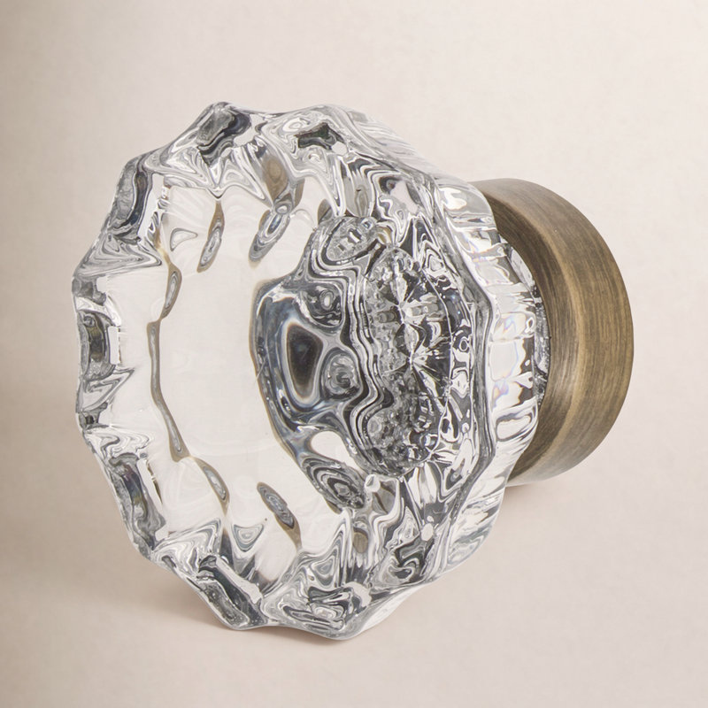 Crystal 1 3/8" Cabinet Knob, Antique Brass