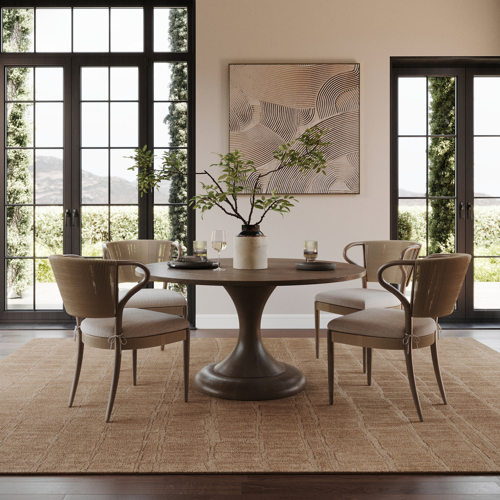 Textured Hand-Woven Abstract Rug, Rectangle 5' x 8'