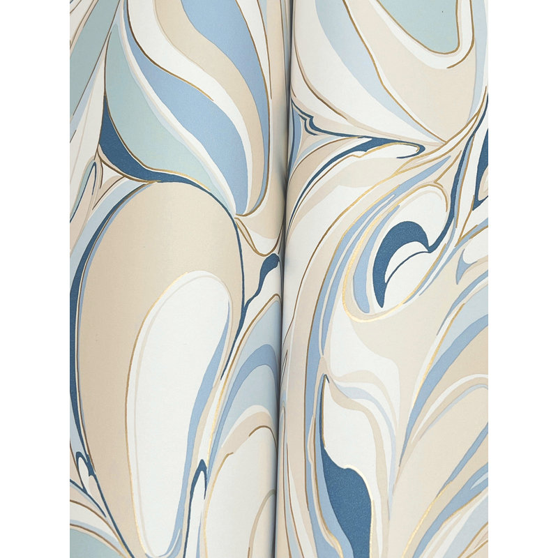 Papier peint noir Achate, Bleu