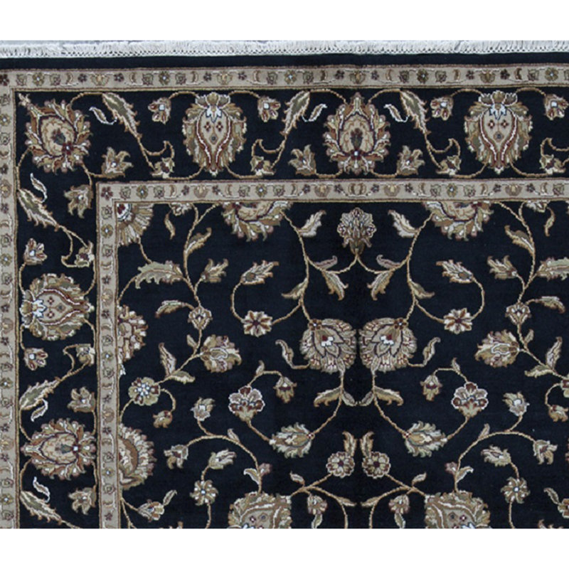Tapis noir et noir de haute qualité noué à la main