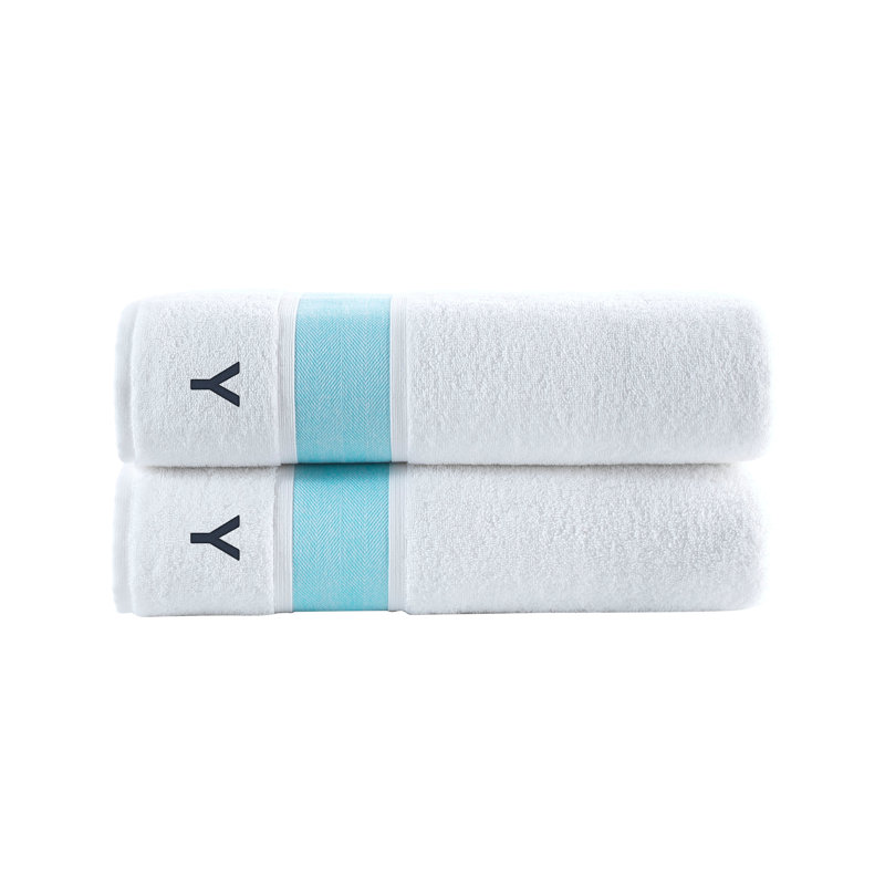Brooks Brothers Ottoman Rolls 2 pcs Bath Sheets, Bath Sheets - 2 Pack, Sea Glass, Y