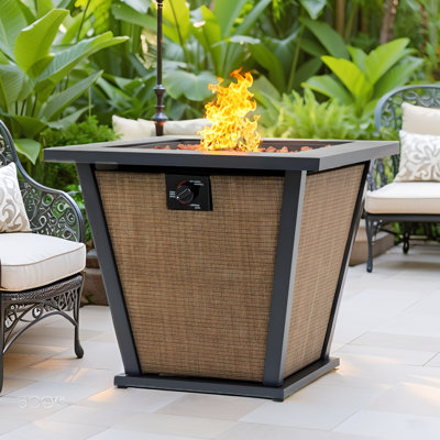 Outdoor Propane Fire Pit Table 24" H x 28" W - 50000 BTU, Included Metal Lid, Lava Rocks & Hidden Tank Storage​ ​
