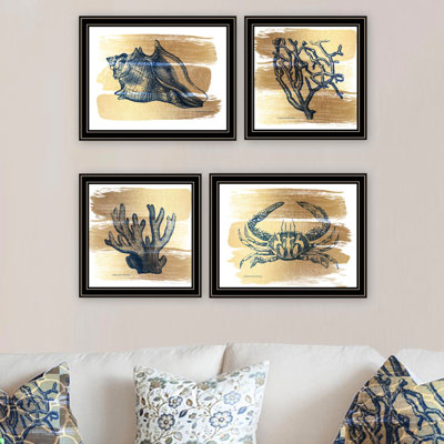 «4 Gold Sea», art mural - Créez une belle maison. Fabriqué. Bois et papier. 18 x 1 x 14 po, 8 lb Collection de chambre de grange. 4. Fabriqué en. Grace
