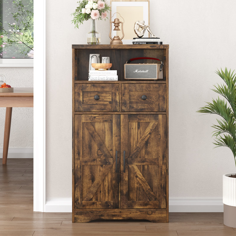 Armoire de rangement avec portes et tiroirs, Rustic Brown