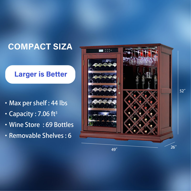 Armoire de réfrigérateur à vin 69 bouteilles