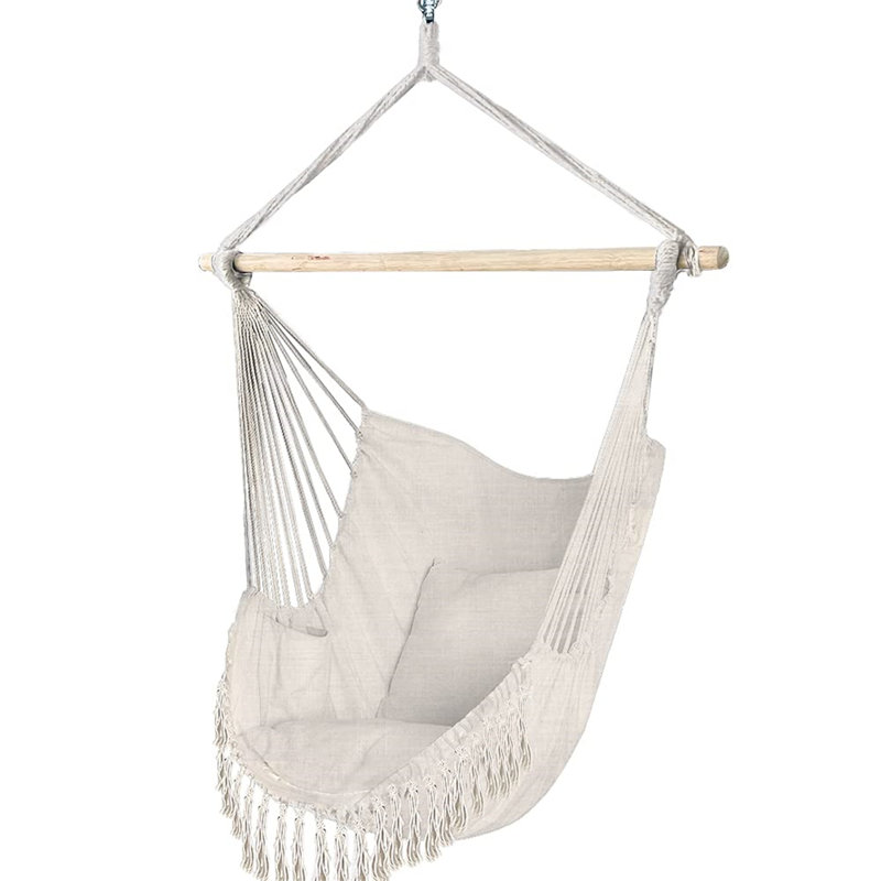 Hanging Chair With Cushion, Hammock Swing Chair, White