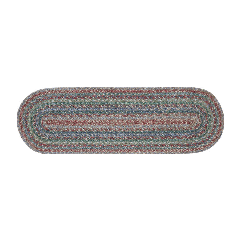 Tapis d'escalier en jute et sisal vert / brun / gris, Ovale 8,5 po x 2 pi 3 po