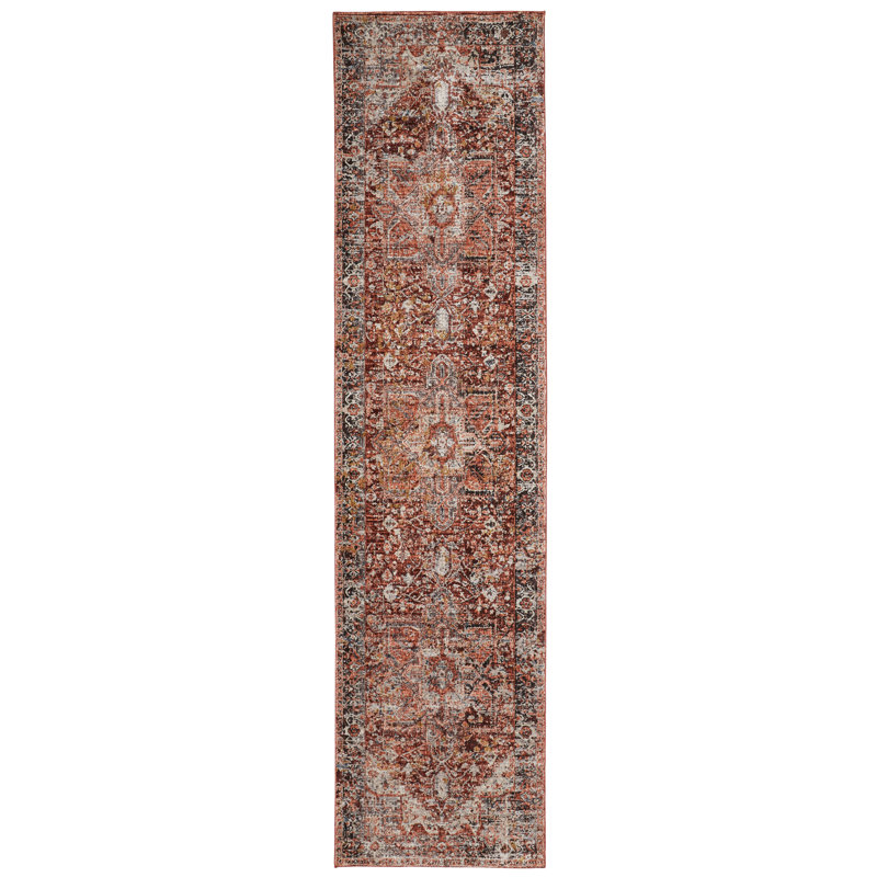 Roma Abstract Rust Area Rug, Rectangle 2'6" x 8'
