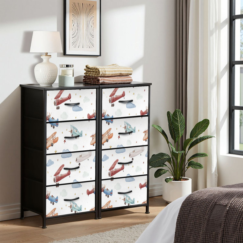 4 Drawer Dresser for Bedroom, Narrow Chest of Drawers, Wooden Top and Study Iron Frame 18"x37.5"-(WxH)