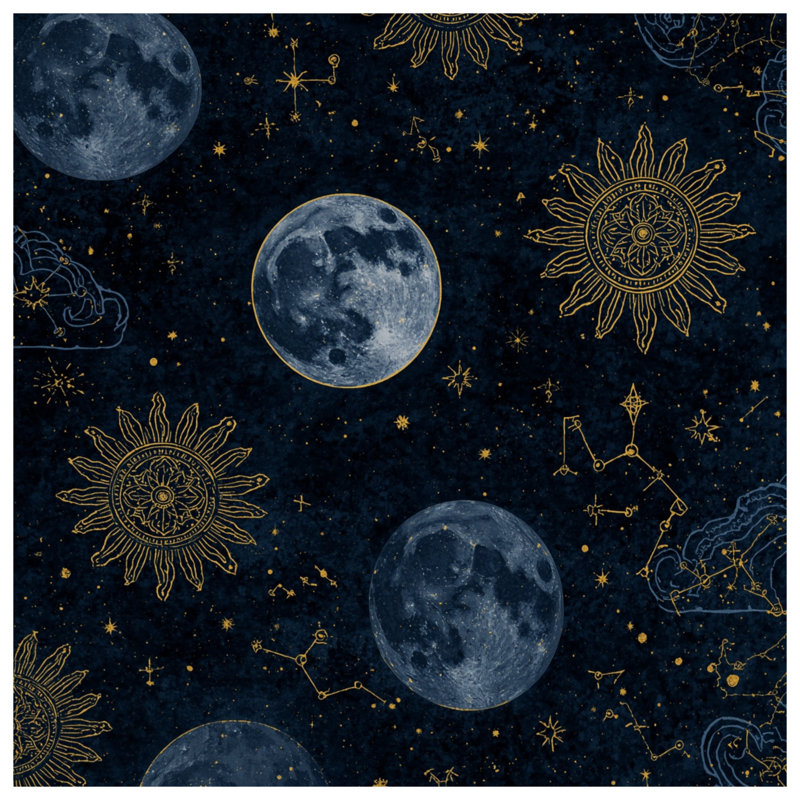 Moon Sun Constellations Shower Curtains Extra Long, 70in W x 93in H
