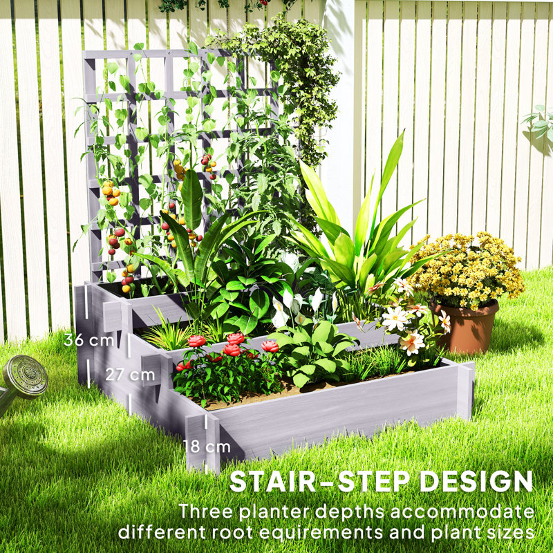 Wood Raised Garden Bed with Trellis