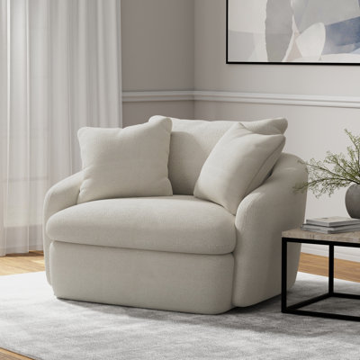 Fauteuil pivotant large de 47,5 po avec 2 coussins décoratifs Brieona