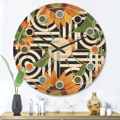 Horloge murale en bois Floral Botanical II