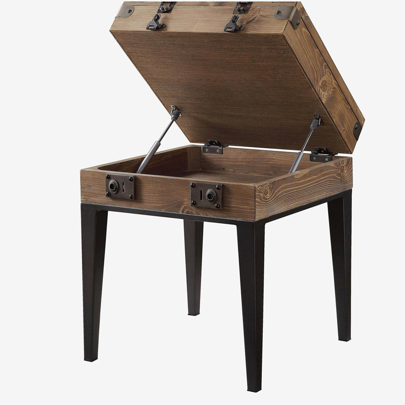 Table d'appoint en chêne rustique et gris mat avec pieds fuselés