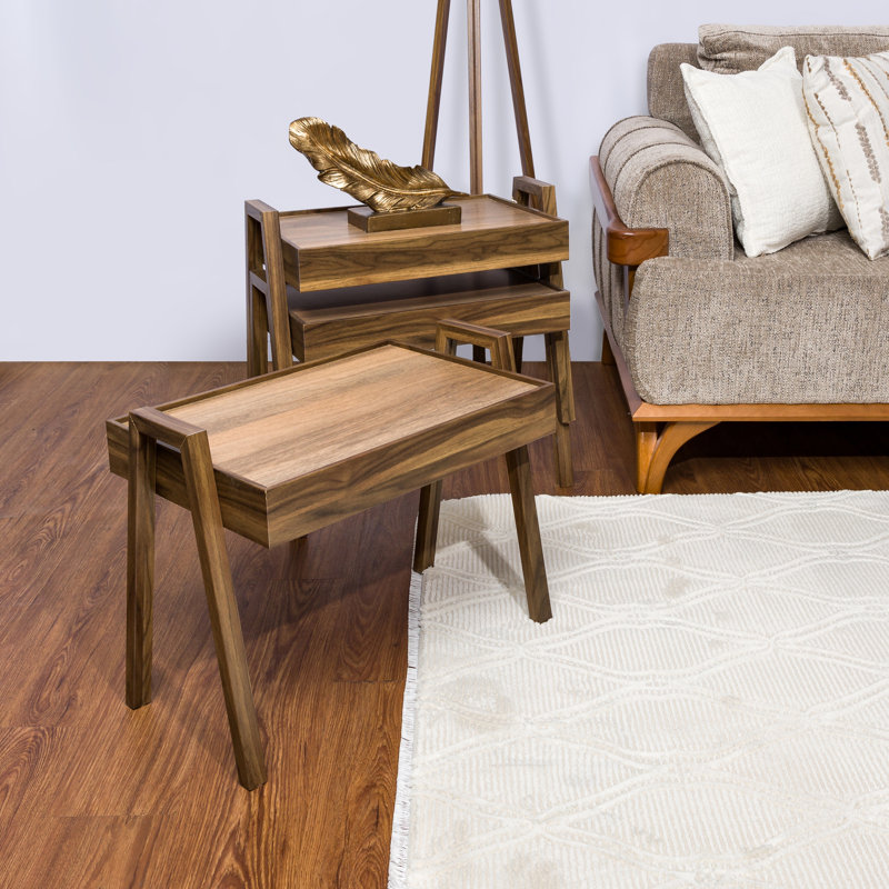 Ensemble de 3 tables gigognes Merinos Elegance, Noyer